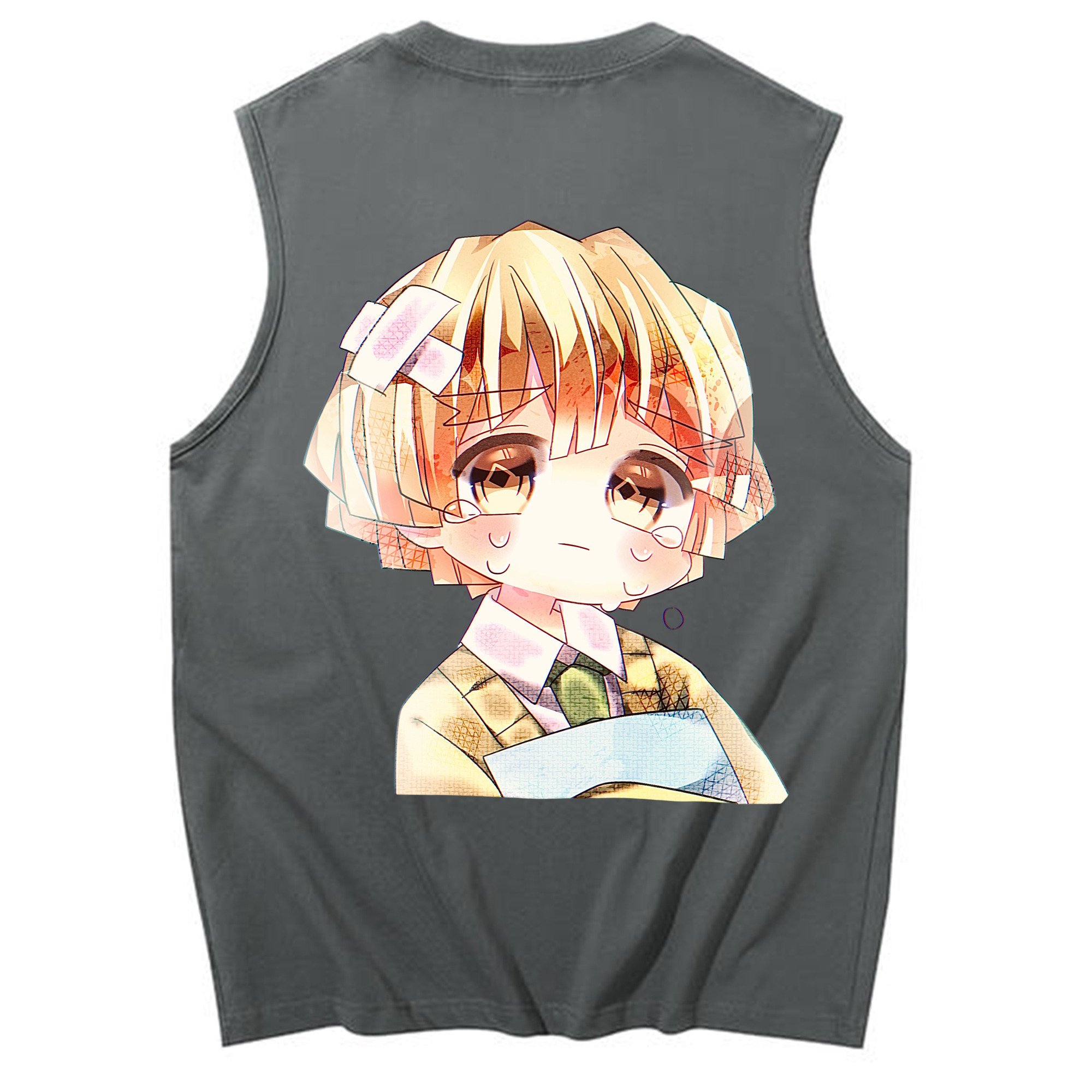 （画像用） 鬼滅の刃（きめつのやいば）我妻 善逸／あがつま ぜんいつ Agatsuma Zenitsu コットン100％タンクトップ（背面プリント）